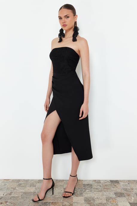 Damen Unifarbene ärmellose Midi-Cocktailkleider in taillierter Passform - Image 4