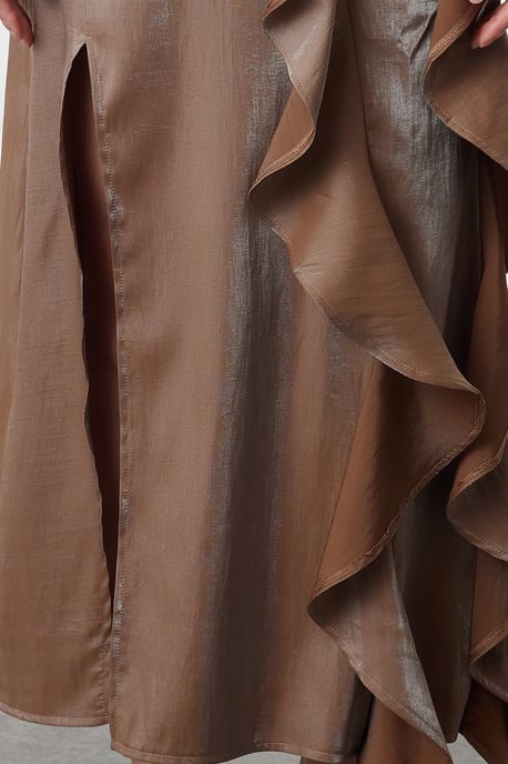 Unifarbenes, mittellanges Spaghettiträgerkleid für Damen, ideal für Abschlussball oder Abiball - Image 3