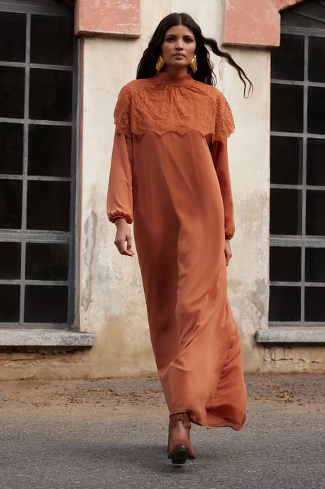 Turkishsouq Gerades Maxi-Hijab-Kleid, lang, stilvoll/abendlich - Braun - Image 1