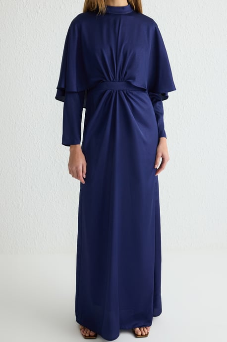 Damen marineblaue, schlichte lange, lässige, normale, dezente Abendkleider - Image 4