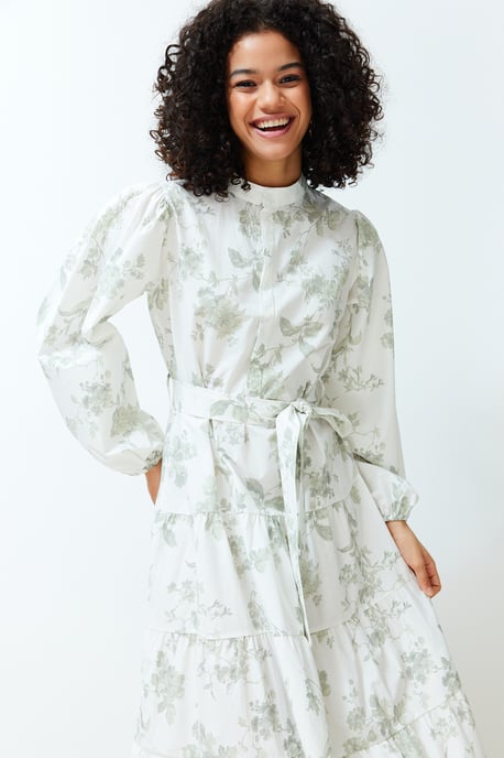 Langes, geblümtes, lässiges, normal geschnittenes, modisches Kleid für Damen - Image 2