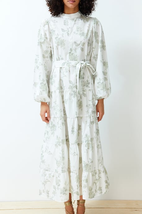 Langes, geblümtes, lässiges, normal geschnittenes, modisches Kleid für Damen - Image 3