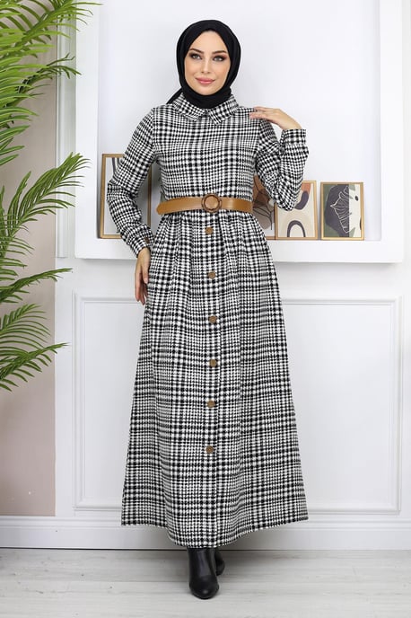 Knopf Detailed Kleid Schwarz - Image 2