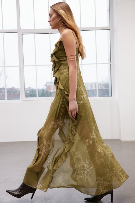 Damen-Abendkleid mit Blumenmuster, langen Spaghettiträgern, figurbetont, perfekt für Abschlussball oder Abiball - Image 2