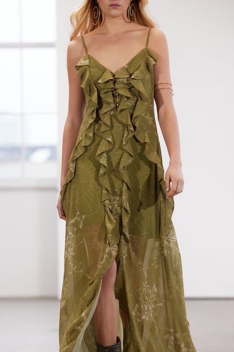 Damen-Abendkleid mit Blumenmuster, langen Spaghettiträgern, figurbetont, perfekt für Abschlussball oder Abiball - Image 3