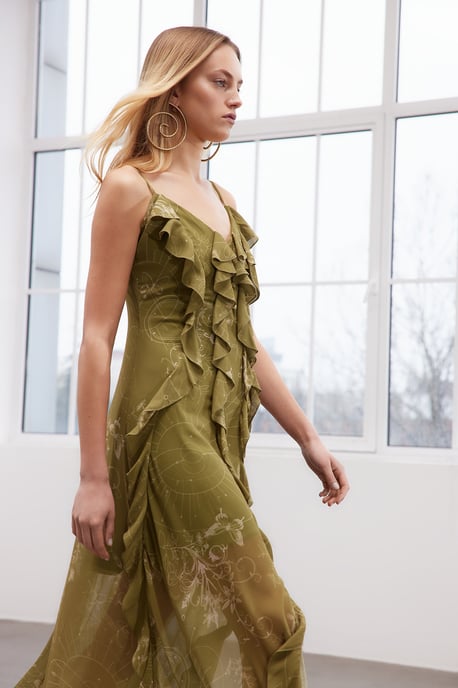 Damen-Abendkleid mit Blumenmuster, langen Spaghettiträgern, figurbetont, perfekt für Abschlussball oder Abiball - Image 4
