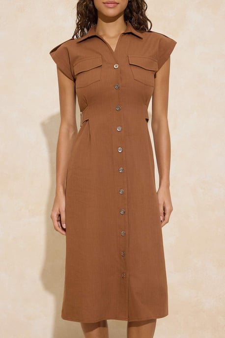 Ärmelloses, flaches Midi-Hemdkleid für Damen, lässig/alltagstauglich - Image 2