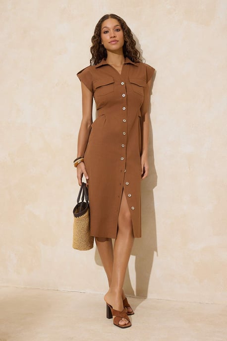 Ärmelloses, flaches Midi-Hemdkleid für Damen, lässig/alltagstauglich - Image 4