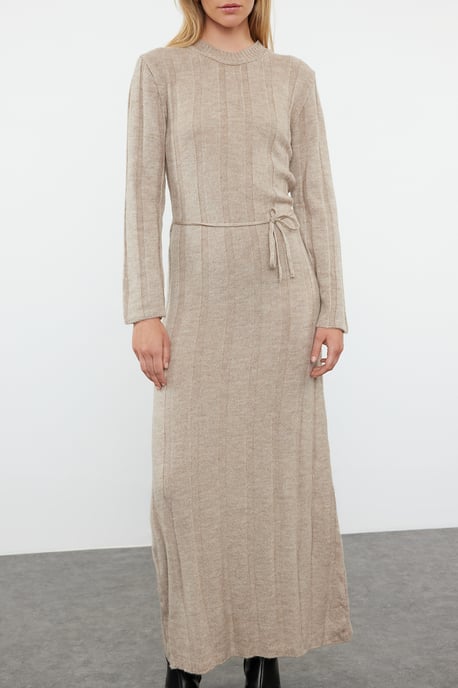 Beigefarbenes, gerades Maxikleid für Damen, lang, lässig/alltagstauglich - Image 2