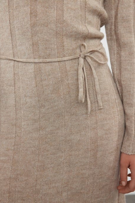 Beigefarbenes, gerades Maxikleid für Damen, lang, lässig/alltagstauglich - Image 3
