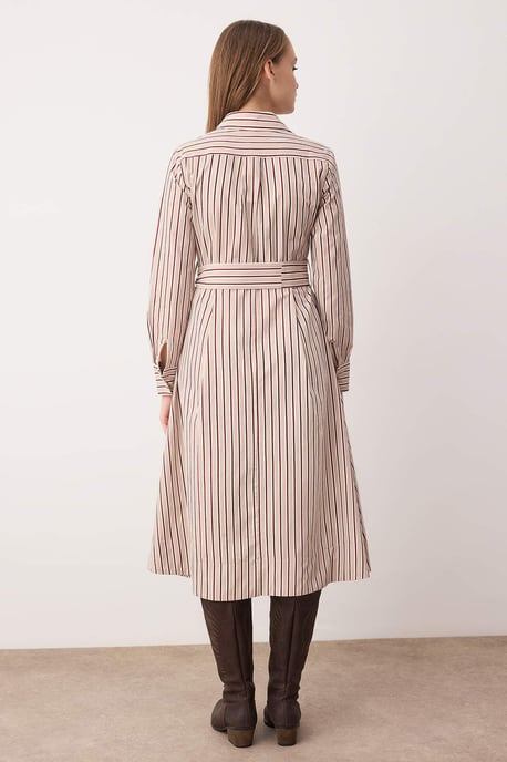 Gestreiftes, mittellanges Hemdkleid für Damen, lässig/alltagstauglich - Image 2