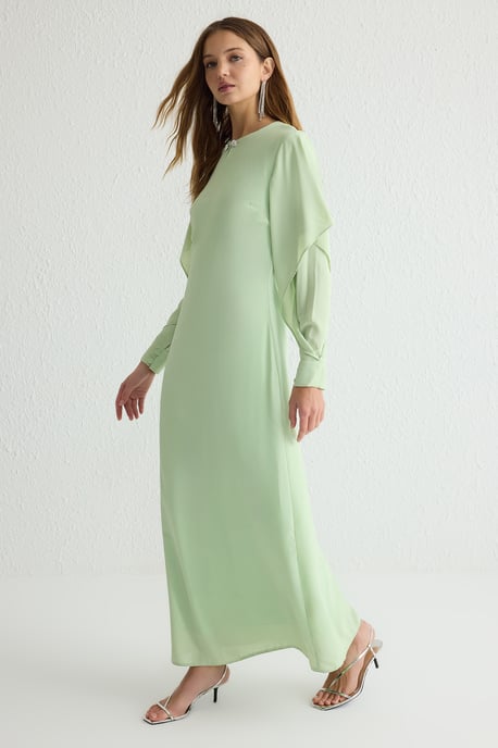 Grünes, schlichtes, langes, elegantes Abendkleid für Damen – lässig geschnitten und dezent - Image 2