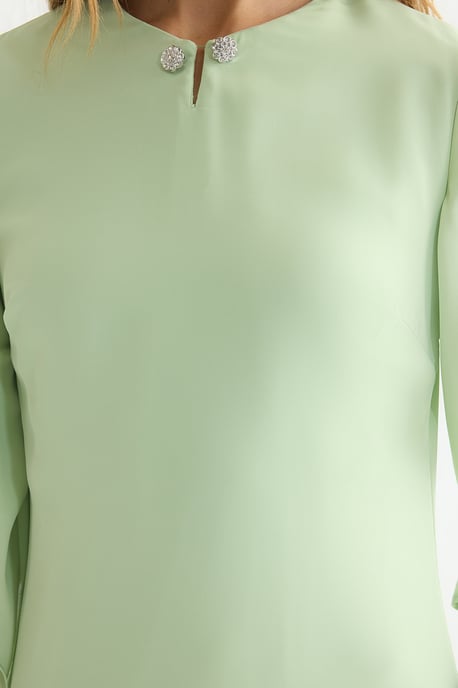 Grünes, schlichtes, langes, elegantes Abendkleid für Damen – lässig geschnitten und dezent - Image 4