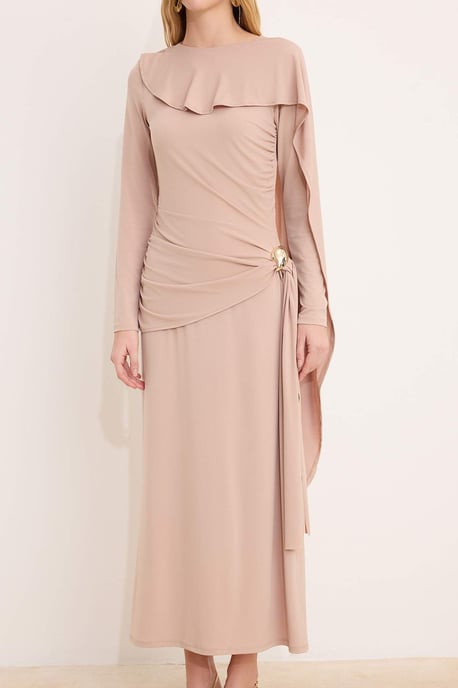 Braunes, flaches, langes, schickes/figurbetontes Hijab-Maxikleid für Damen - Image 2