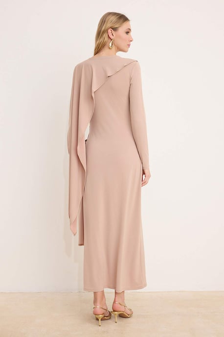 Braunes, flaches, langes, schickes/figurbetontes Hijab-Maxikleid für Damen - Image 3