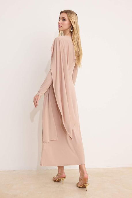 Braunes, flaches, langes, schickes/figurbetontes Hijab-Maxikleid für Damen - Image 4