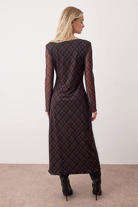 Sehr farbenfrohes, flaches, langes, lässiges/figurbetontes Maxikleid für Damen - Image 3