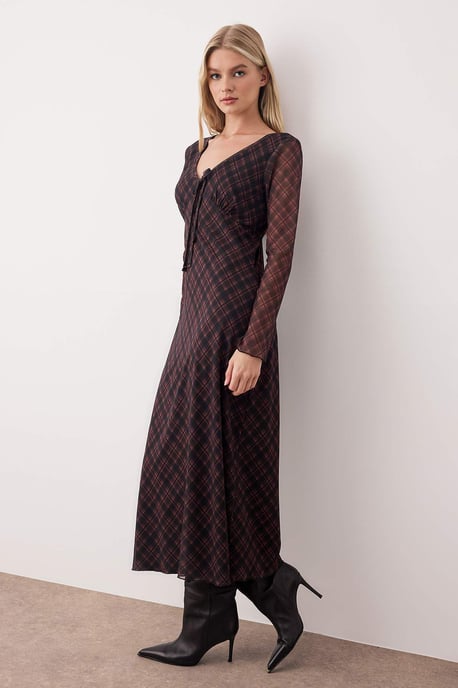 Sehr farbenfrohes, flaches, langes, lässiges/figurbetontes Maxikleid für Damen - Image 4