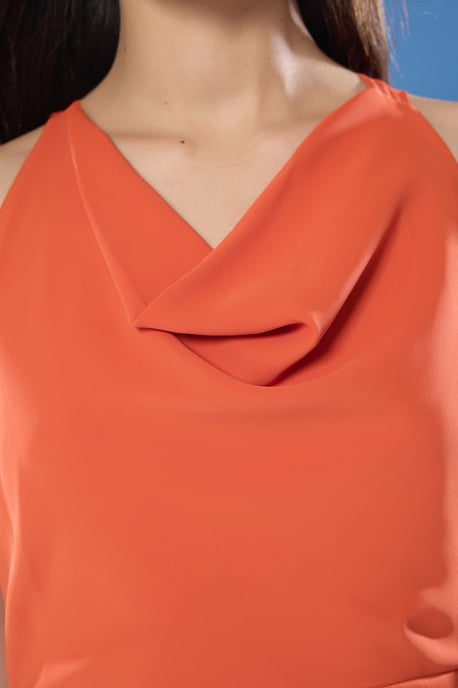 Braunes, gerades, ärmelloses Midi-Kleid für Damen, geeignet für Tag und Abend - Image 2