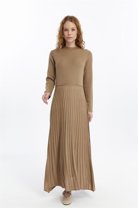 Damen Falten Rock, Cord, Thin Seasonal Cold Yarn Strickwaren Kleid, Nerz - Image 2