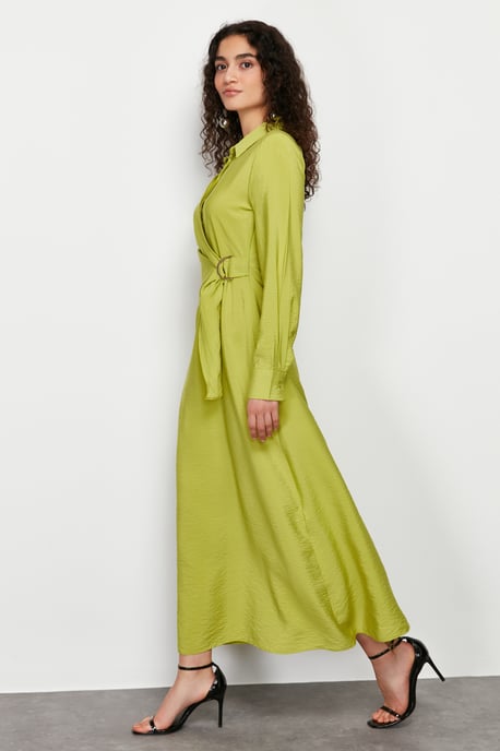 Langes, einfarbiges, lässiges, modisches Kleid für Damen in normaler Passform - Image 2