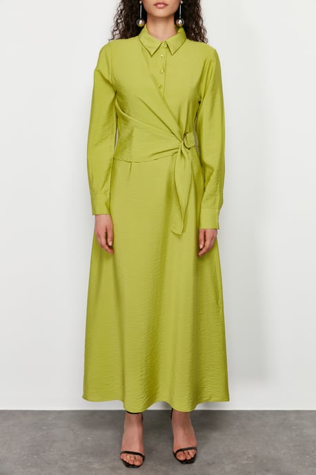 Langes, einfarbiges, lässiges, modisches Kleid für Damen in normaler Passform - Image 3