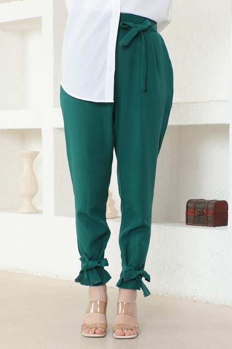 Mit Gürtel Hose Smaragdgrün - Image 4