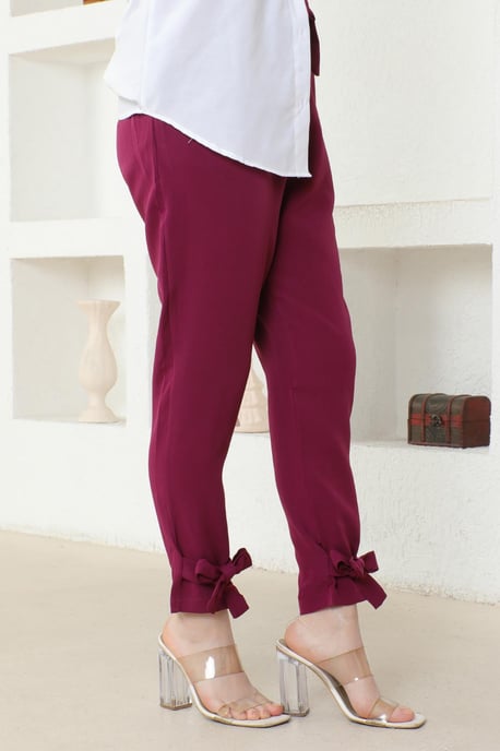 Mit Gürtel Hose Pflaume - Image 3