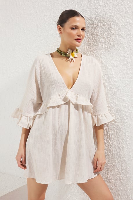 Langes, gerades, figurbetontes Mini-Strandkleid für Damen - Image 4