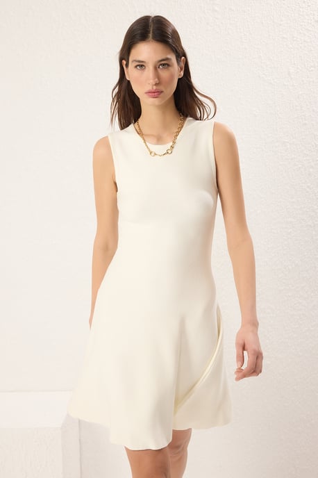 Ecrufarbenes, gerades, ärmelloses Minikleid für Damen, lässig/alltagstauglich - Image 4