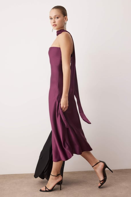 Lila, gerades, ärmelloses, elegantes Maxikleid für Damen/Abendkleid - Image 3