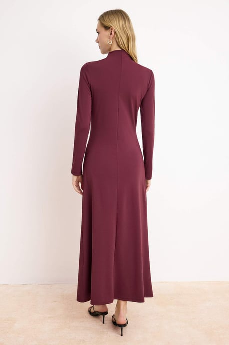 Lila, flaches, langes, schickes/figurbetontes Hijab-Kleid für Damen - Image 3