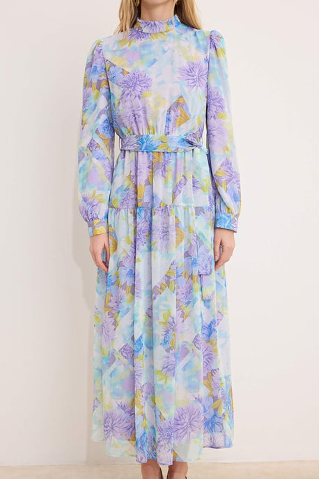 Langes, geblümtes Maxikleid für Damen, lässig/alltagstauglich, A-Linie, Hijab-Stil - Image 2