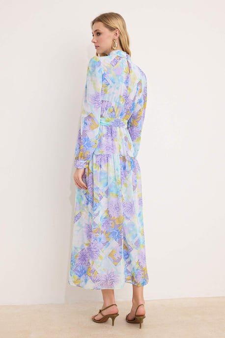 Langes, geblümtes Maxikleid für Damen, lässig/alltagstauglich, A-Linie, Hijab-Stil - Image 3