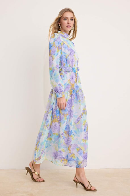 Langes, geblümtes Maxikleid für Damen, lässig/alltagstauglich, A-Linie, Hijab-Stil - Image 4
