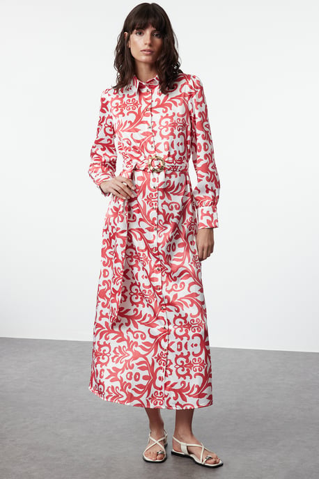 Ecrufarbenes, geblümtes Maxikleid für Damen, lang, lässig/alltagstauglich, mit Hijab-Absatz - Image 1
