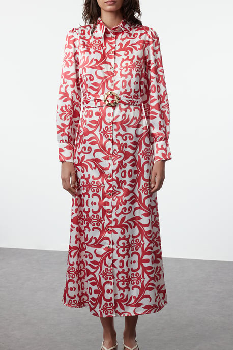 Ecrufarbenes, geblümtes Maxikleid für Damen, lang, lässig/alltagstauglich, mit Hijab-Absatz - Image 3