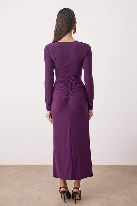 Lila, flaches, langes, figurbetontes Maxi-Cocktailkleid für Damen - Image 3