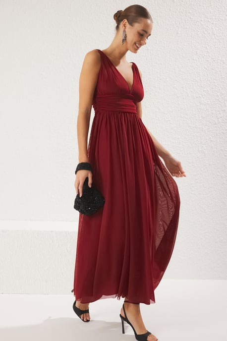 bordeauxrotes Abendkleid & Abschlusskleid - Image 4