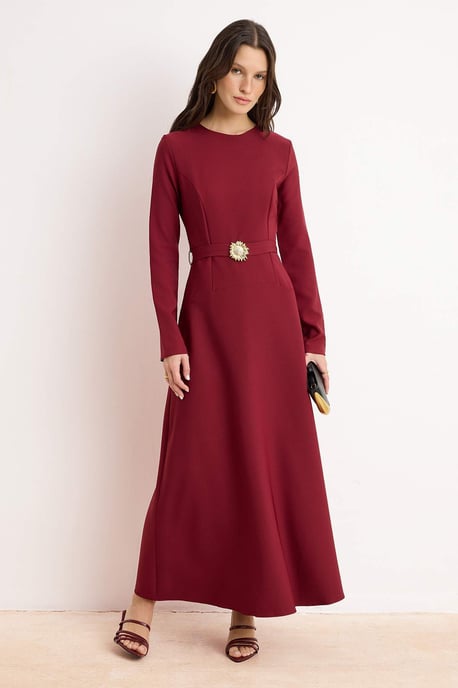 Damen-Maxikleid mit flachem, langem Schnitt und Hijab-Schnitt - Image 1