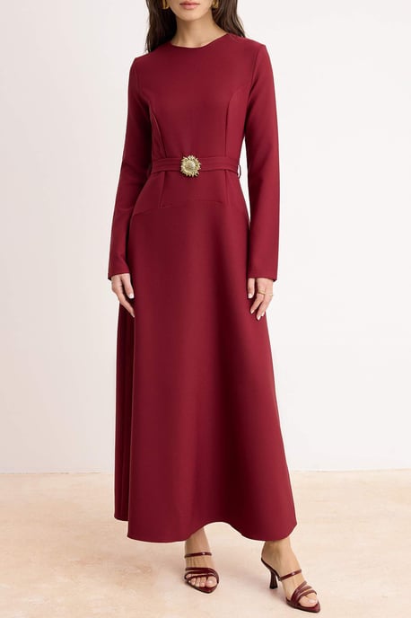Damen-Maxikleid mit flachem, langem Schnitt und Hijab-Schnitt - Image 2