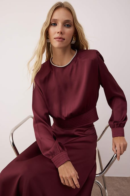 Lila Damen-Maxikleid, flach, lang, lässig/lässig-skaterförmig, Hijab-Abendkleid - Image 2