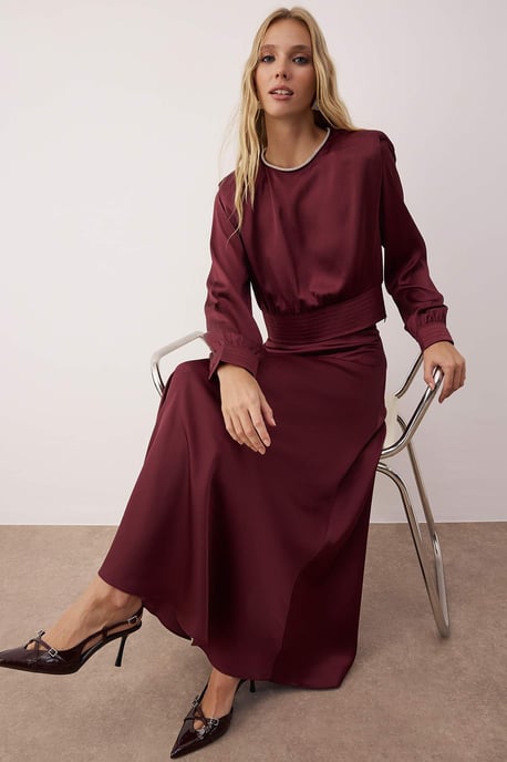 Lila Damen-Maxikleid, flach, lang, lässig/lässig-skaterförmig, Hijab-Abendkleid - Image 4