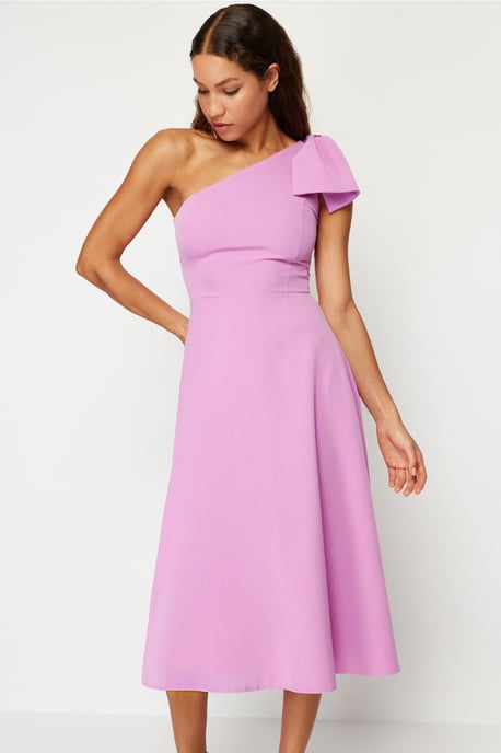 Damen Blau Unifarben Midi Ärmelloses Abiball Figurbetontes Kleid - Image 4