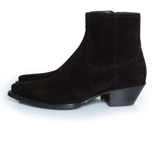 Saint Laurent, Lukas Stiefeletten aus schwarzem Wollveloursleder - Image 2