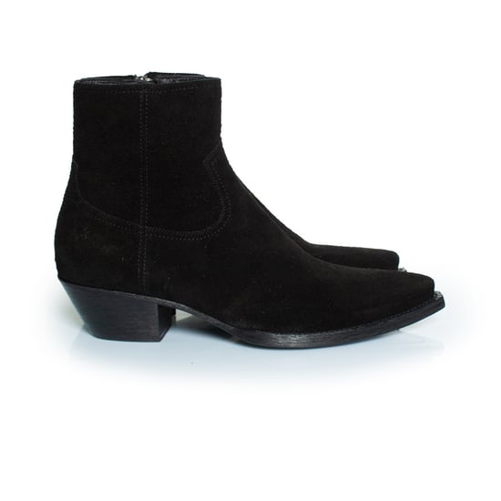 Saint Laurent, Lukas Stiefeletten aus schwarzem Wollveloursleder - Image 4