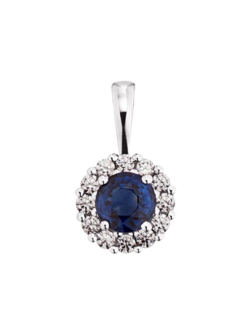 Orolino Anhänger Gold 585 mit 12x Brillant zus. 0,12ct. und Safir blau - Image 1