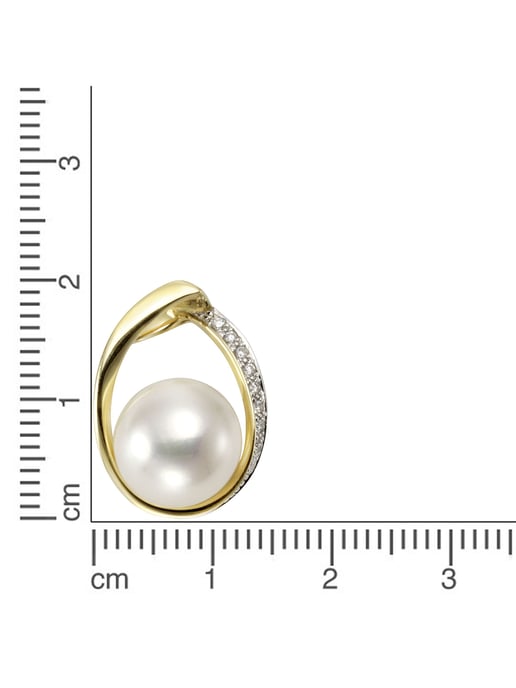 Orolino Anhänger Gold 585 mit weißer Perle 10,5-11mm + 9x Brillant zus. 0,045ct. - Image 2