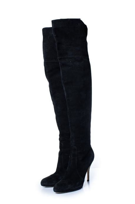 Gianvito Rossi, schwarze Overknee-Stiefel aus Wildleder - Image 1