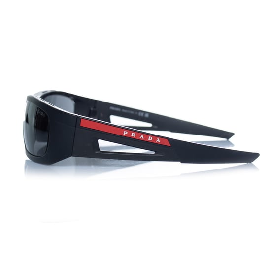Prada, mattschwarze Sonnenbrille mit rotem Logo - Image 3